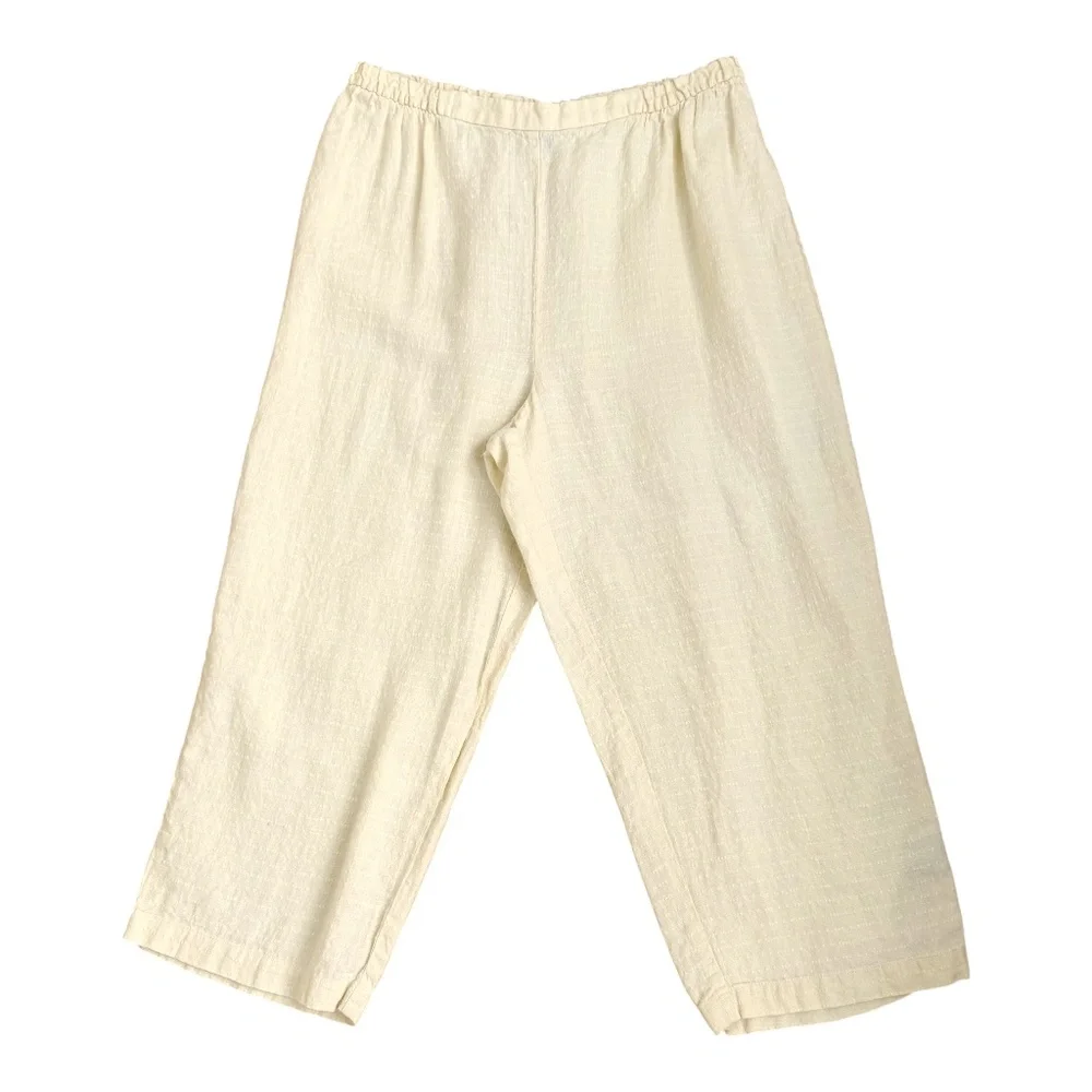 Eileen Fisher Linen Pants Cropped High Rise Petite Yellow (PL)
